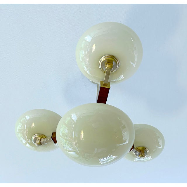 Vintage Art Deco Pendant Light in Wood and Glass, 1930s For Sale - Image 9 of 18