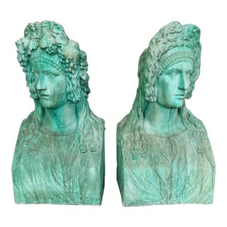 Verdigris Sculptural Replica Casts of Roman Flavian Figures - A Pair For Sale