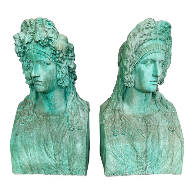 Verdigris Sculptural Replica Casts of Roman Flavian Figures - A Pair For Sale