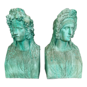 Verdigris Sculptural Replica Casts of Roman Flavian Figures - A Pair
