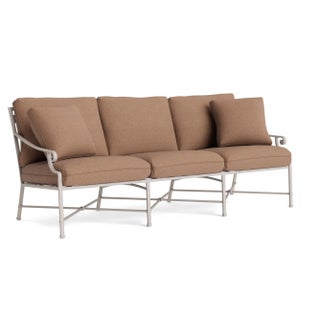 Brown Jordan Venetian Sofa, Dove frame with Fusion Clay fabric For Sale