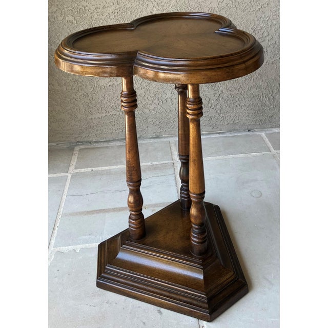 Mid 20th-Century Cricket-Style Trefoil Top Pedestal Base Accent Table by Butler Specialty Furniture For Sale - Image 12 of 18