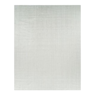 Rug & Kilim’s Oversized Textural Rug in Solid White and Silver-Gray Striae - 14x18 For Sale