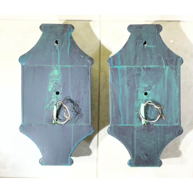 Vintage British Colonial Style Elephant & Palm Tree Wall Sconces - a Pair For Sale - Image 14 of 17