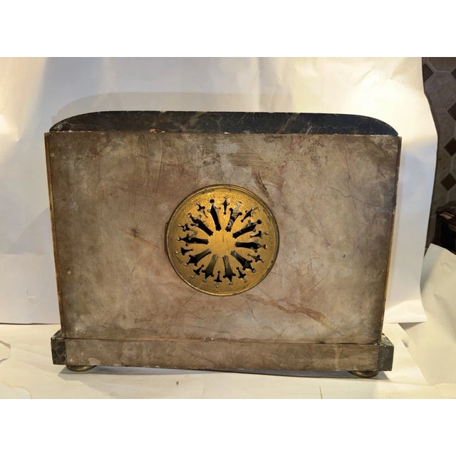 Antique French Art Deco Marble Stone Mantel Clock For Sale - Image 15 of 16