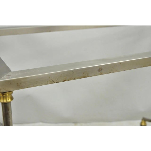 Vintage Directoire Maison Jansen Style Steel & Brass Marble Top Console Table For Sale - Image 18 of 18