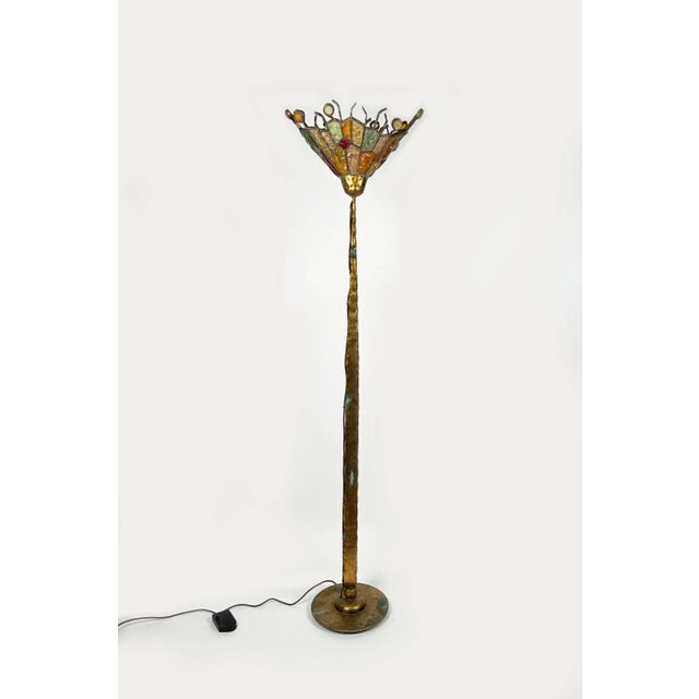 Glass Brutalist Art Glass and Iron Floor Lamp by Albano Poli for Poliarte, Italy, 1970s For Sale - Image 7 of 13