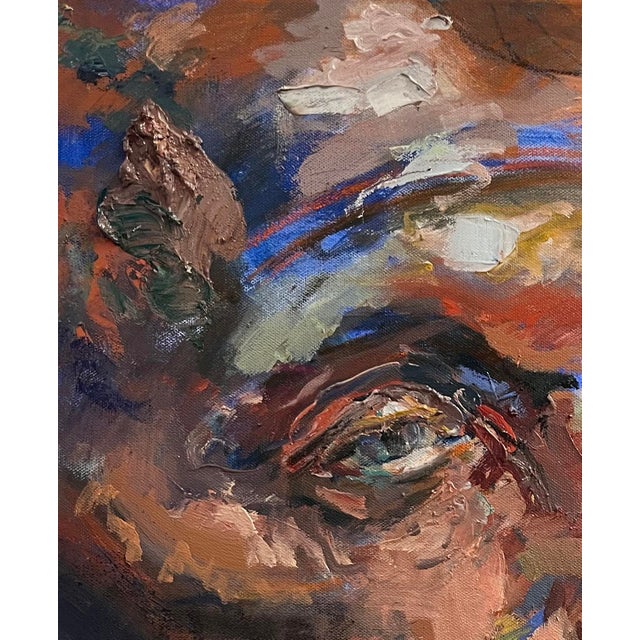 2020s "Portrait of a Man", Original Oil Painting, Abstract Portrait Painting For Sale - Image 5 of 8