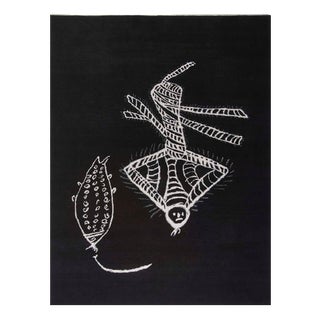 Graffiti Rug in Hand-Knotted Natural Fiber by Charlotte Perriand For Sale