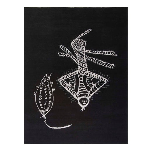 Graffiti Rug in Hand-Knotted Natural Fiber by Charlotte Perriand For Sale