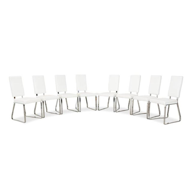 Glass and Leather Dining Table and Chairs from Bacher, Set of 9 For Sale - Image 5 of 18