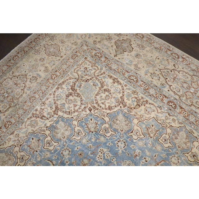 Persian Early 20th Century Light Blue Yellow Oversize Nain Rug - 12'7" x 19'7" For Sale - Image 3 of 11