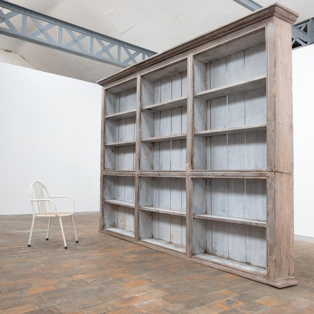 Gray Large Antique French Painted Wooden Bookcase, 1830 For Sale - Image 8 of 8