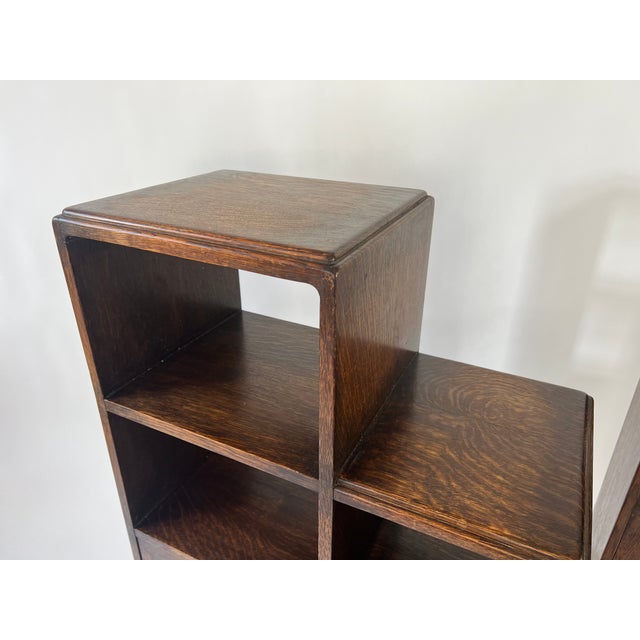 English Art Deco Modernist Bookcase in Oak, 1920s For Sale - Image 4 of 18