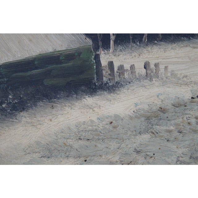 Mid 20th Century Vintage L Brugman Winter River Landscape Oil Painting on Board 29" For Sale - Image 5 of 11