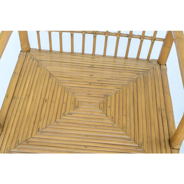 1970s Pair Italian Large Bamboo & Rattan Chairs For Sale - Image 5 of 11