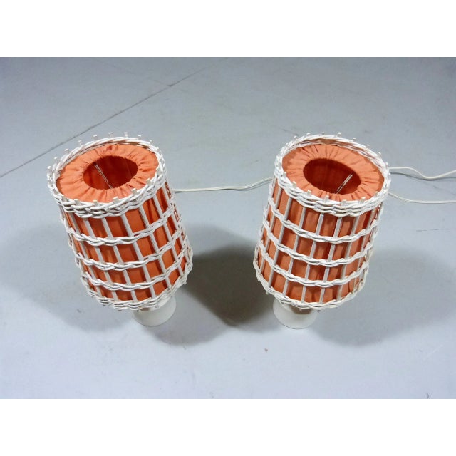 Bedside Lamps in Wicker and Wood, 1960s, Set of 2 For Sale - Image 4 of 14