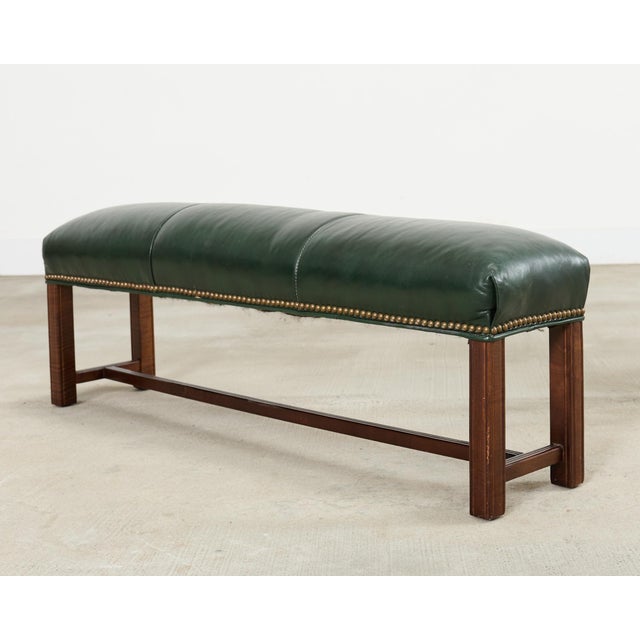 Elongated Georgian Style Mahogany Leather Footstool For Sale In Sacramento - Image 6 of 18