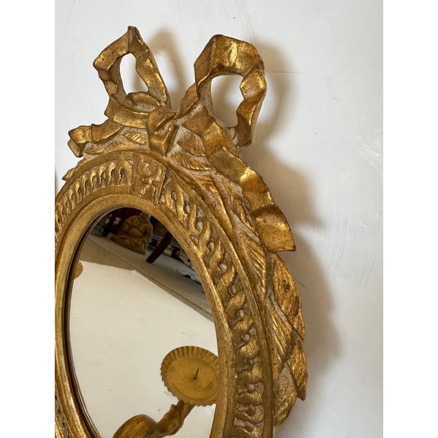 Gold Giltwood Carvers Guild Oval & Mirrored Wall Candle Sconces-a Pair For Sale - Image 8 of 11