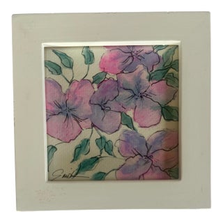 Original Framed Miniature Botanical by Nancy Smith For Sale