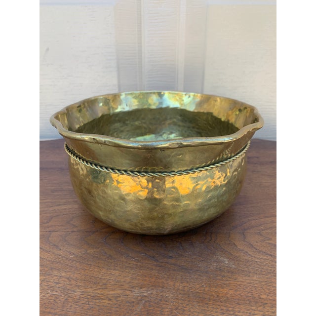 Vintage English Country Trompe L’Oeil Brass Rope Cachepot For Sale - Image 9 of 10
