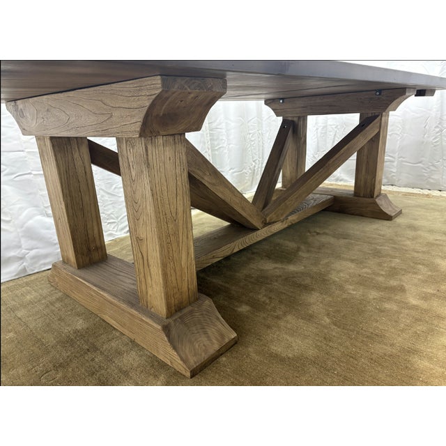 Arhaus Tuscany Dining Table — 118" Handcrafted in Italy | Solid Poplar Wood | Curated Trestle Base For Sale - Image 9 of 18