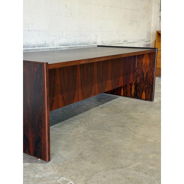 Rosewood Double-Pedestal Executive Desk With 5 Drawers Danish Mid-Century Modern 1970s For Sale - Image 13 of 14