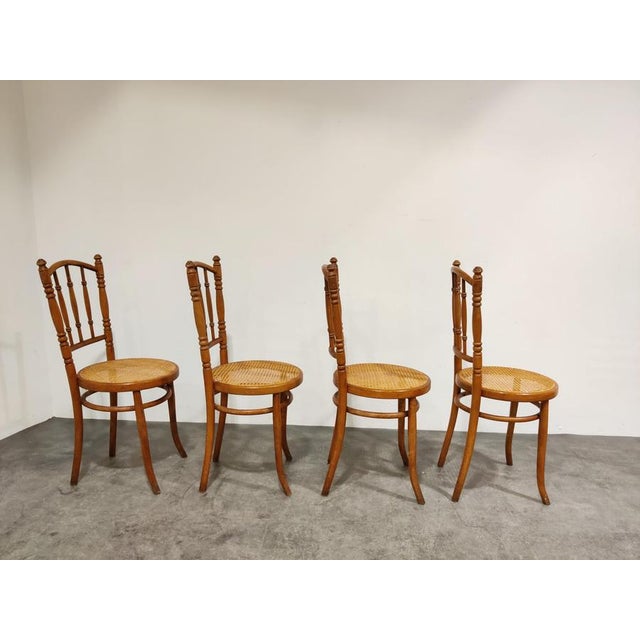 Wood Vintage Bistro Chairs, 1950s, Set of 4 For Sale - Image 7 of 9