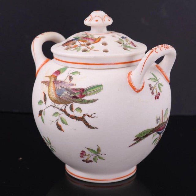 Antique Parian Pot Pourri Vase with Enamelled Birds attributed to Minton For Sale - Image 10 of 18