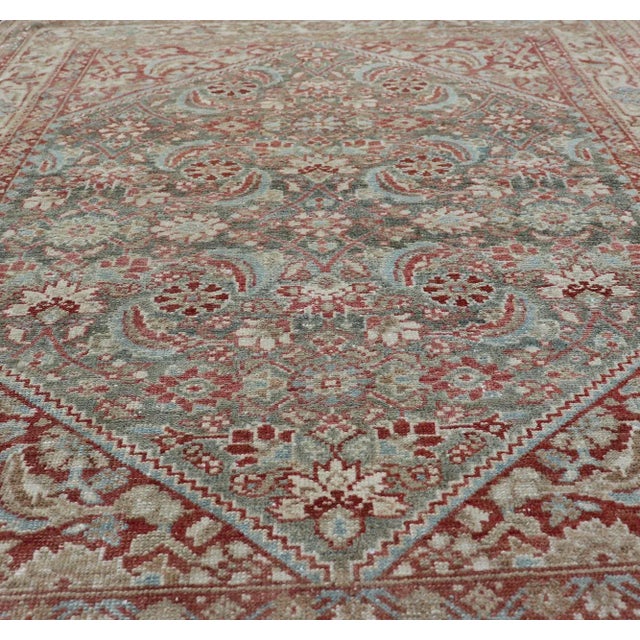 1910s Squared Shape Hand Knotted Antique Persian Fine Hamadan Rug With All Over Geometric Design For Sale - Image 5 of 9