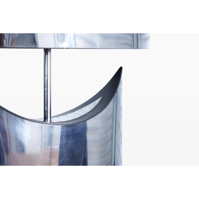 Silver Mid-Century Modern Crescent Moon Chrome Table Lamp by Curtis Jere, 1970s For Sale - Image 8 of 11
