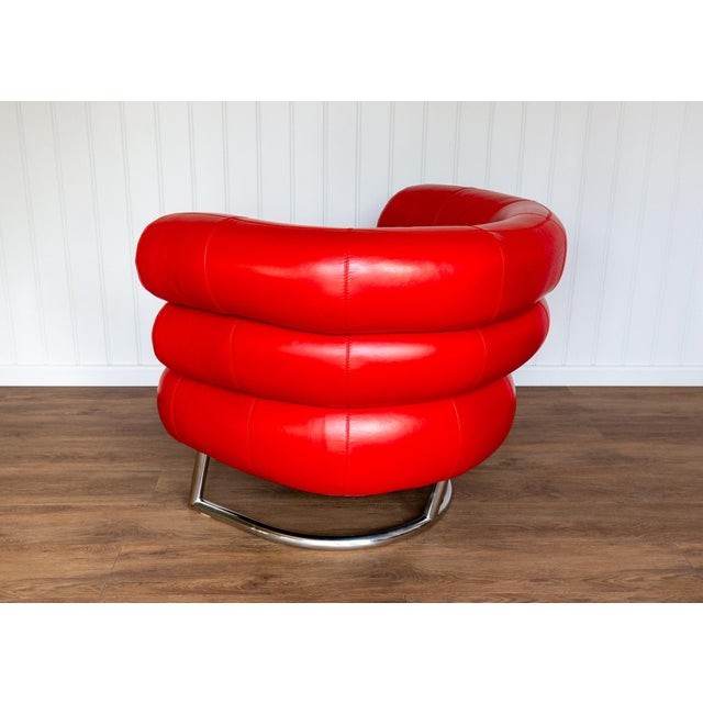 Vintage Red Leather Lounge Chair by Eileen Gray, 1980s For Sale - Image 9 of 18