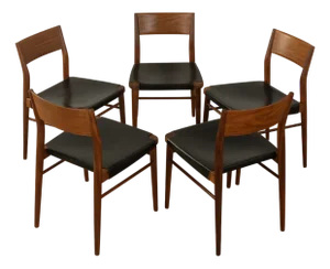 Vintage Dining Room Chairs by Georg Leowald for Wilkhahn, 1950s, Set of 5
