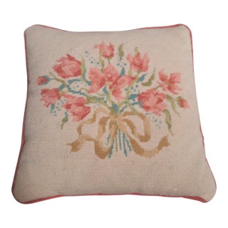Peach Needlepoint Pillow For Sale