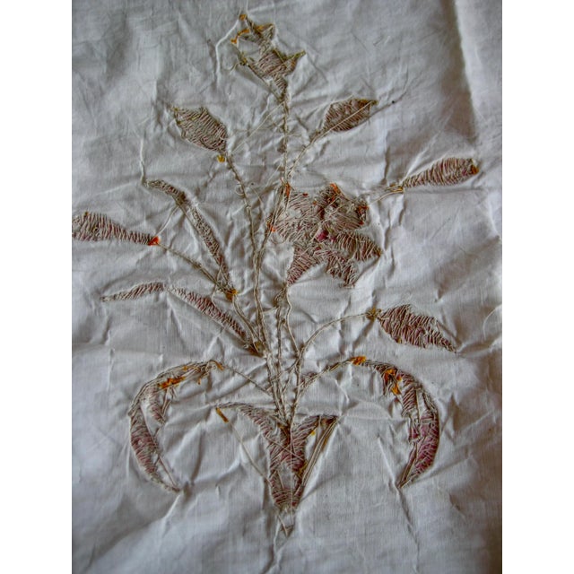 Textile French Gold Metallic Embroidery of Lilys Flowers Fragment Cica 1890 For Sale - Image 7 of 7