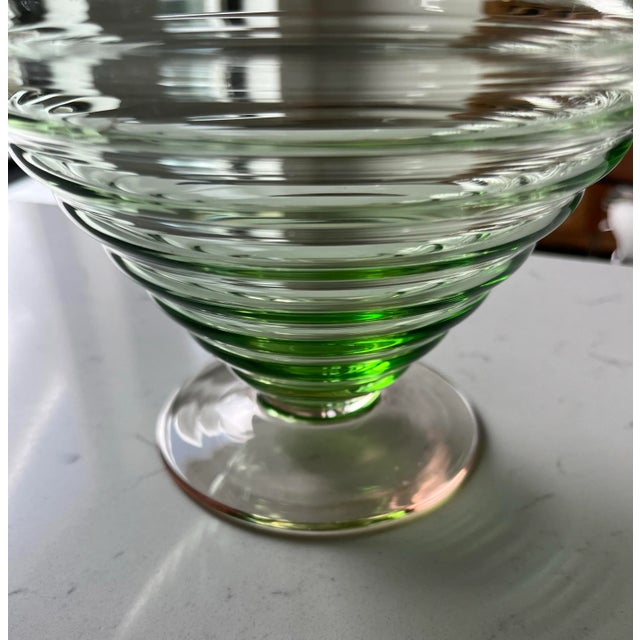 1940s Watermelon Glass Ribbed Fruit Bowl For Sale In Houston - Image 6 of 11