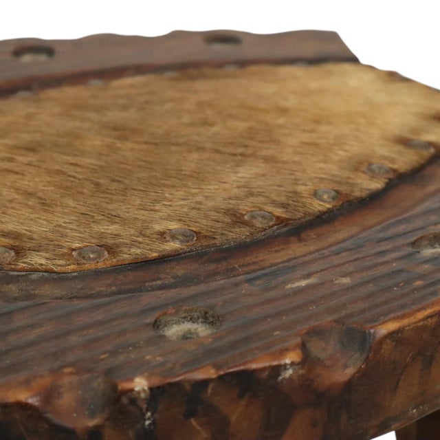 Brutalist Spanish Tripod Wooden Milk Stool For Sale - Image 11 of 15