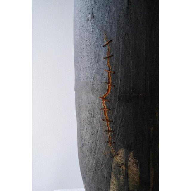 Contemporary Amphoreus Vase in Stoneware and Oxidized Iron by Robin Kerr For Sale - Image 3 of 7
