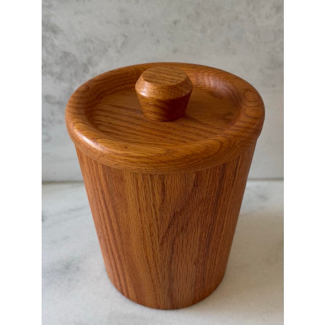 Mid-Century Modern Vintage Mid Century Oak Ice Bucket Made by Vermillion For Sale - Image 3 of 11