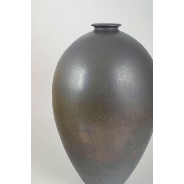 Vintage Monumental Stoneware Vase with Deep Matte Slate-Grey Surface, 1970s For Sale - Image 3 of 5
