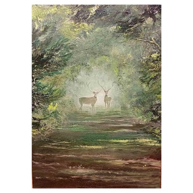 Elena Mardashova, Deers, Oil on Canvas, 2020 For Sale