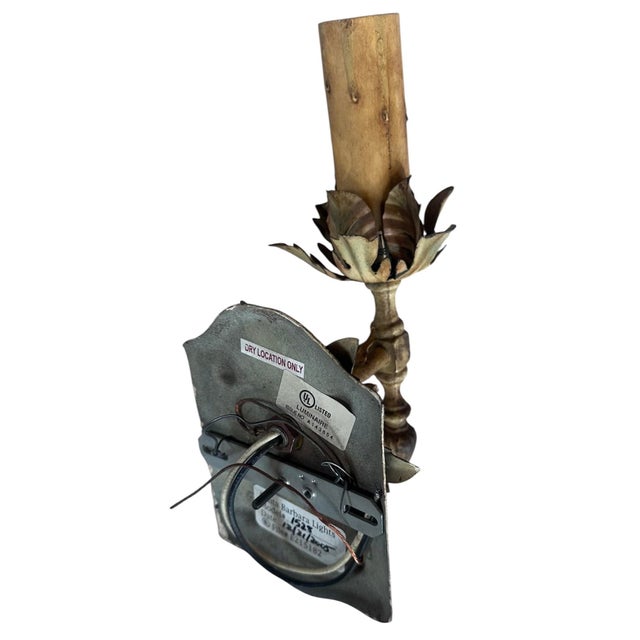 1920s Acorn and Leaf Motif, Original Painted Antique Sconces - a Pair For Sale - Image 4 of 5