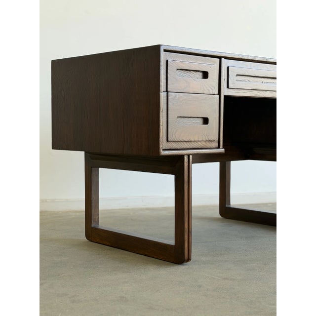 Vintage Oak Desk With Sculptural Base For Sale - Image 4 of 15
