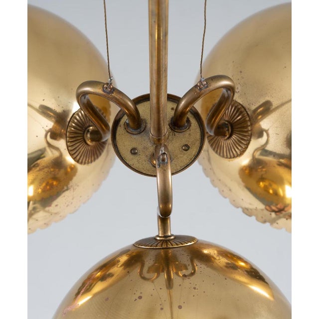 Metal Swedish Modern Pendant attributed to Harald Notini for Böhlmarks, 1940s For Sale - Image 7 of 15