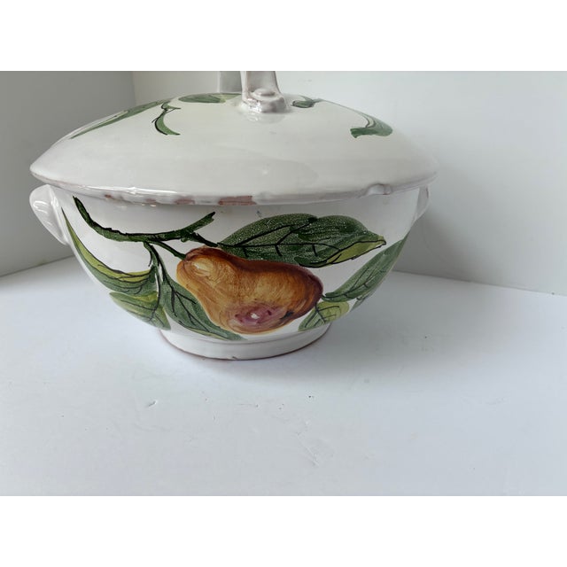 Vintage Hand-Painted Italian Farmhouse Ceramic Pottery Large Soup Tureen | Made in Italy For Sale - Image 10 of 16
