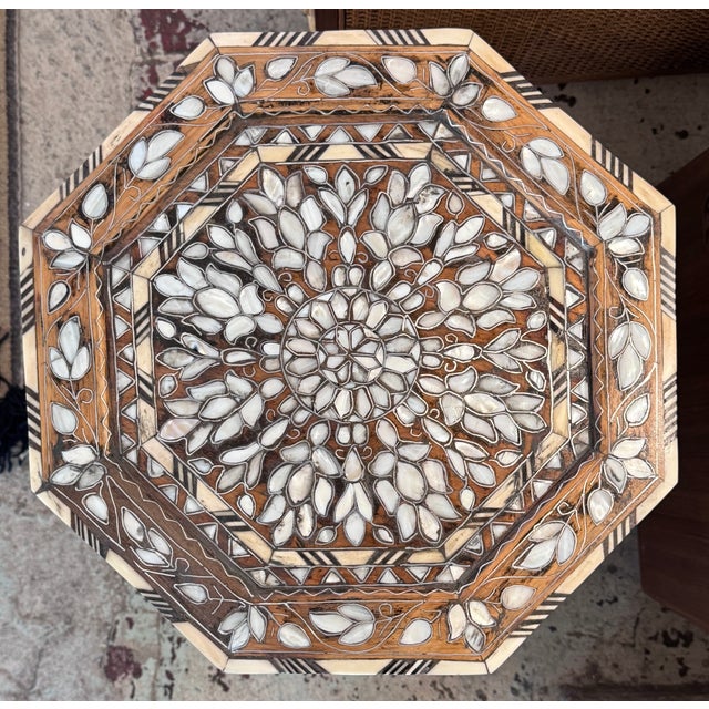 Mid 19th Century Antique Mid-19th Century Mother-of-Pearl Inlaid Octagonal Side Table For Sale - Image 5 of 8