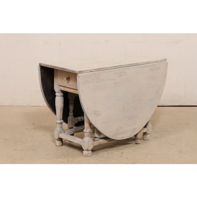 Wood Swedish Oval-Shaped Double Gate Leg Painted Wood Table, Turn of the 18/19th C For Sale - Image 7 of 12