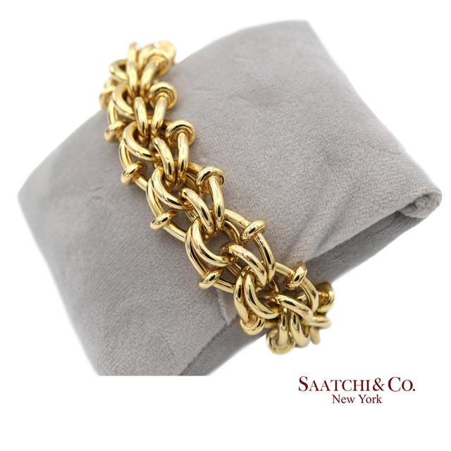 18k(750) Solid Yellow Gold Byzantine Chain Bracelet For Sale - Image 12 of 13