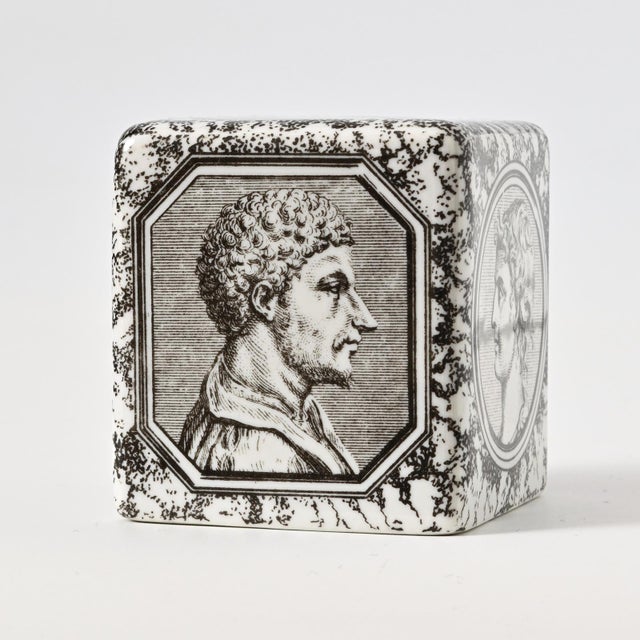 Porcelain Cube Cammei Paperweight by Piero Fornasetti, 1960s For Sale - Image 3 of 12