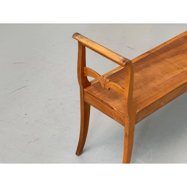 Wood Biedermeier-Style Cherrywood Bench, 1930s For Sale - Image 7 of 13